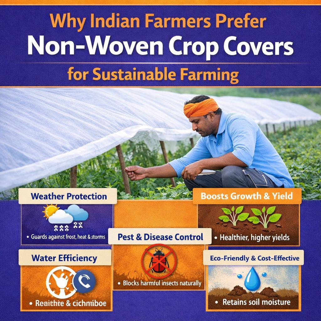 Non-woven crop covers protecting crops in Hyderabad, India