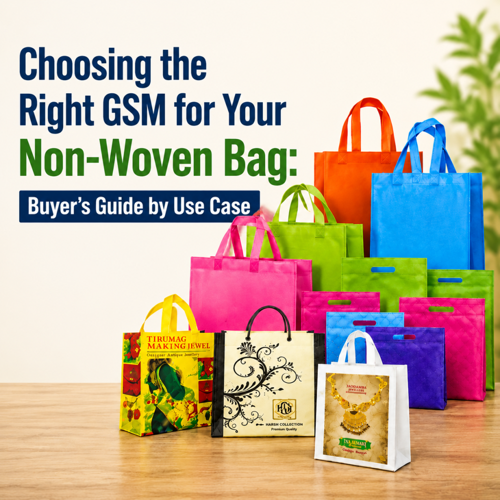 Non-woven bag GSM guide — colourful PP non-woven carry bags by use case India 2026