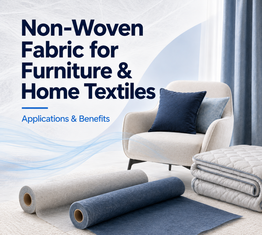Non-woven fabric rolls used for furniture upholstery, cushions, mattresses and home textiles.